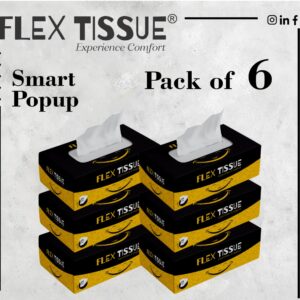 Flex Tissue Box smart popup size (Pure Quality) (75x2ply) (Pack of 6)