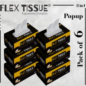 Flex Tissue Box Popup size (PURE QUALITY) (150x2ply) (Pack of 6)
