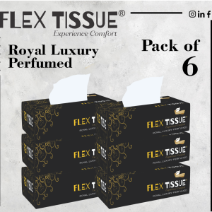 Flex Tissue Box Luxary size Perfumed (Pure Quality) (100×2 ply) (Pack of 6)