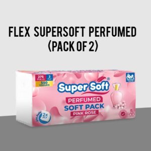 Flex Luxary Size Super Soft Tissues (Perfumed) Imported Quality 2ply (550Sheets) (Pack of 2)